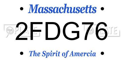 2FDG76 Massachusetts License Plate