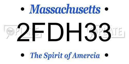 2FDH33 Massachusetts License Plate
