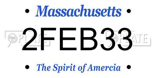 2FEB33 Massachusetts License Plate