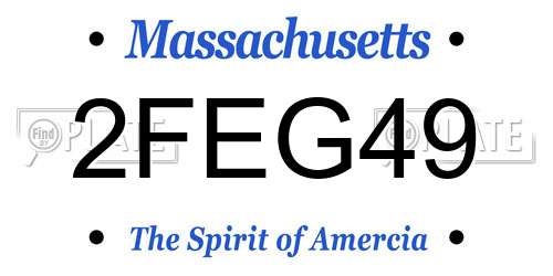 2FEG49 Massachusetts License Plate