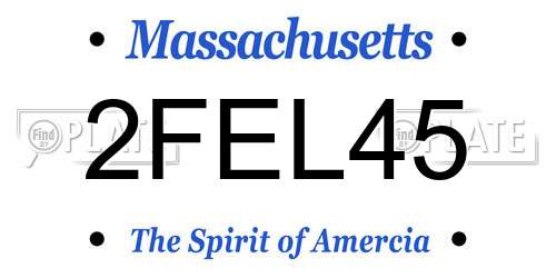 2FEL45 Massachusetts License Plate
