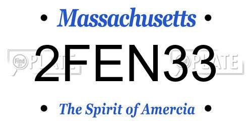 2FEN33 Massachusetts License Plate