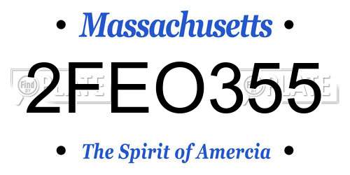 2FEO355 Massachusetts License Plate