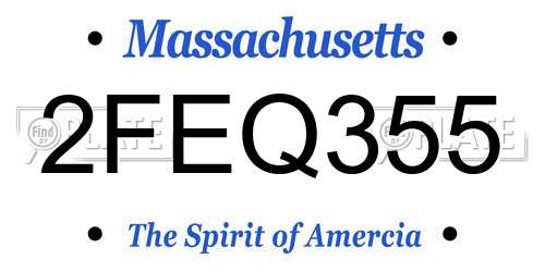 2FEQ355 Massachusetts License Plate