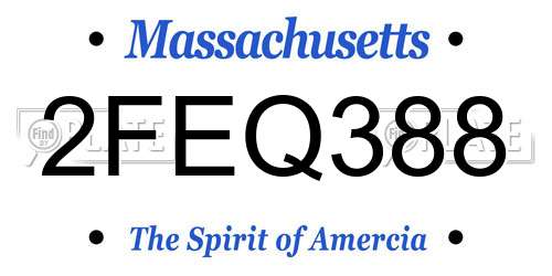 2FEQ388 Massachusetts License Plate