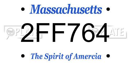 2FF764 Massachusetts License Plate