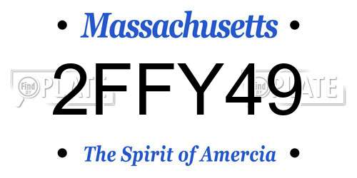 2FFY49 Massachusetts License Plate