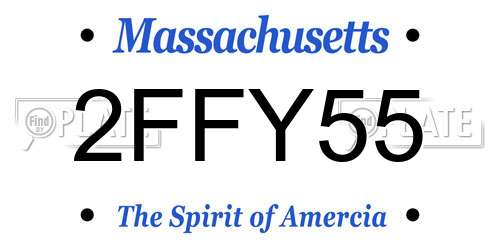 2FFY55 Massachusetts License Plate