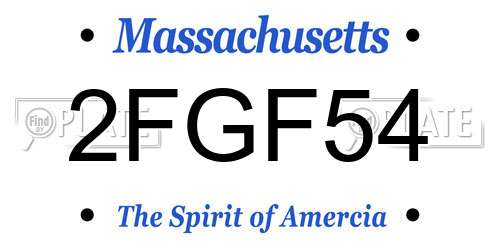2FGF54 Massachusetts License Plate