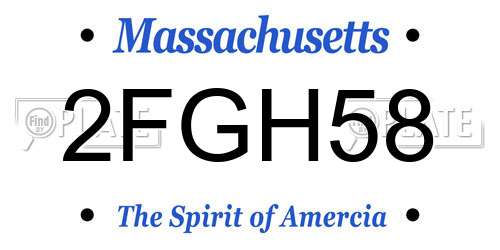 2FGH58 Massachusetts License Plate