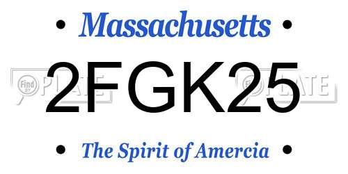 2FGK25 Massachusetts License Plate