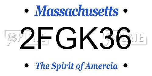 2FGK36 Massachusetts License Plate