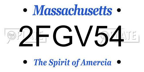 2FGV54 Massachusetts License Plate