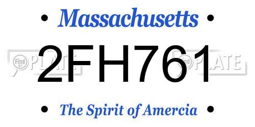 2FH761 Massachusetts License Plate