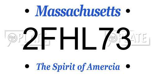 2FHL73 Massachusetts License Plate