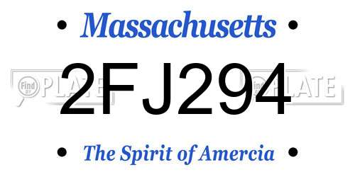 2FJ294 Massachusetts License Plate