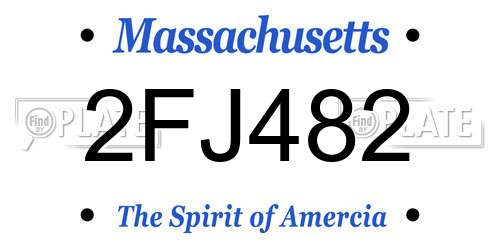 2FJ482 Massachusetts License Plate