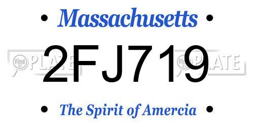 2FJ719 Massachusetts License Plate