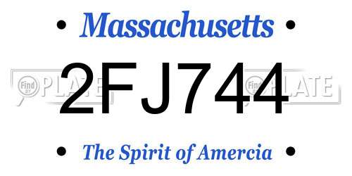 2FJ744 Massachusetts License Plate