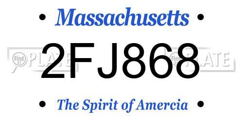 2FJ868 Massachusetts License Plate