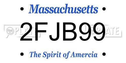 2FJB99 Massachusetts License Plate