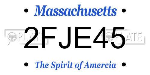 2FJE45 Massachusetts License Plate
