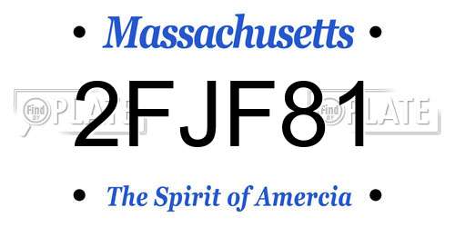 2FJF81 Massachusetts License Plate