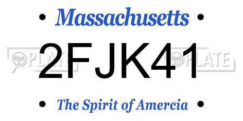 2FJK41 Massachusetts License Plate