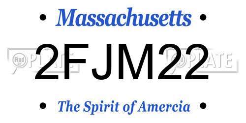 2FJM22 Massachusetts License Plate