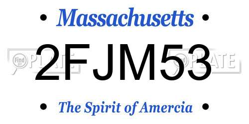 2FJM53 Massachusetts License Plate