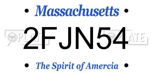 2FJN54 Massachusetts License Plate