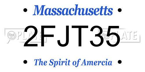 2FJT35 Massachusetts License Plate