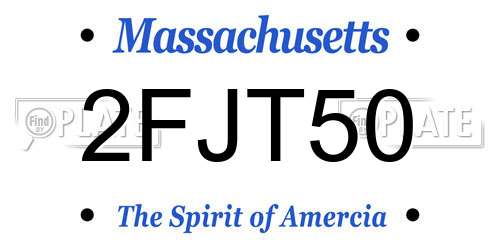 2FJT50 Massachusetts License Plate