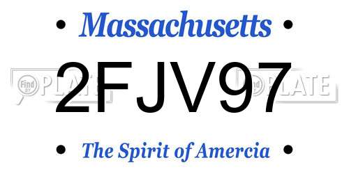 2FJV97 Massachusetts License Plate