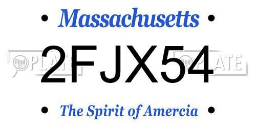 2FJX54 Massachusetts License Plate