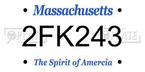 2FK243 Massachusetts License Plate