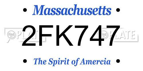 2FK747 Massachusetts License Plate