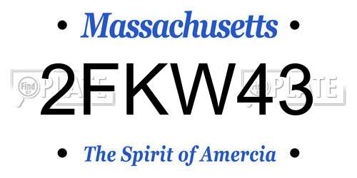 2FKW43 Massachusetts License Plate