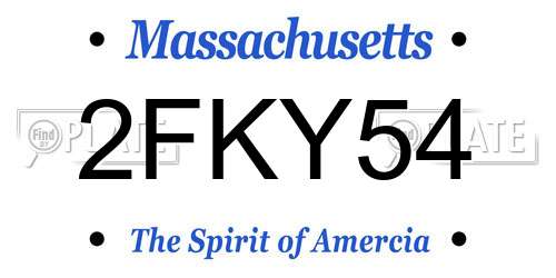 2FKY54 Massachusetts License Plate