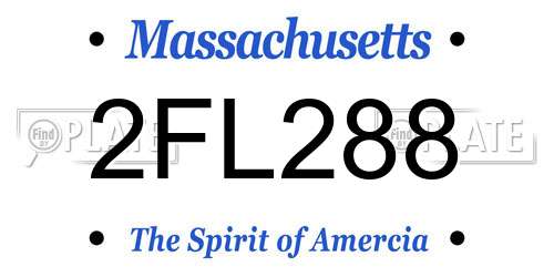 2FL288 Massachusetts License Plate