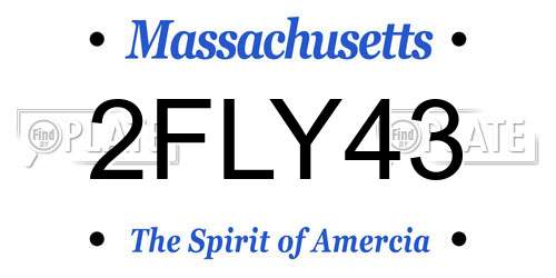 2FLY43 Massachusetts License Plate