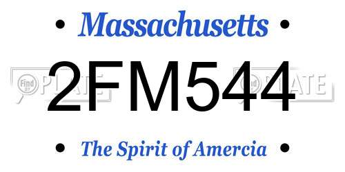 2FM544 Massachusetts License Plate