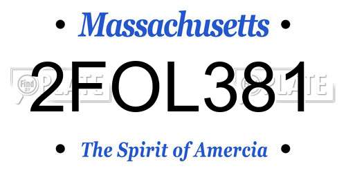 2FOL381 Massachusetts License Plate