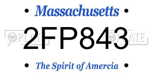 2FP843 Massachusetts License Plate