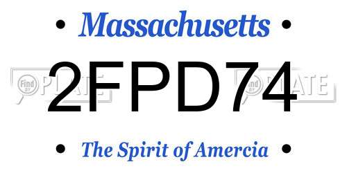 2FPD74 Massachusetts License Plate