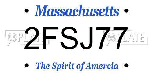 2FSJ77 Massachusetts License Plate