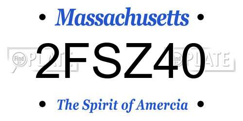 2FSZ40 Massachusetts License Plate