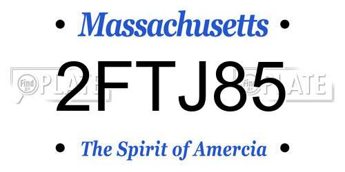 2FTJ85 Massachusetts License Plate