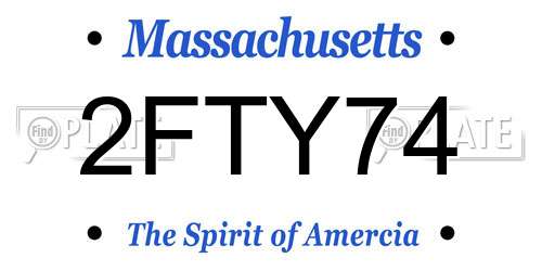 2FTY74 Massachusetts License Plate