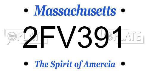 2FV391 Massachusetts License Plate